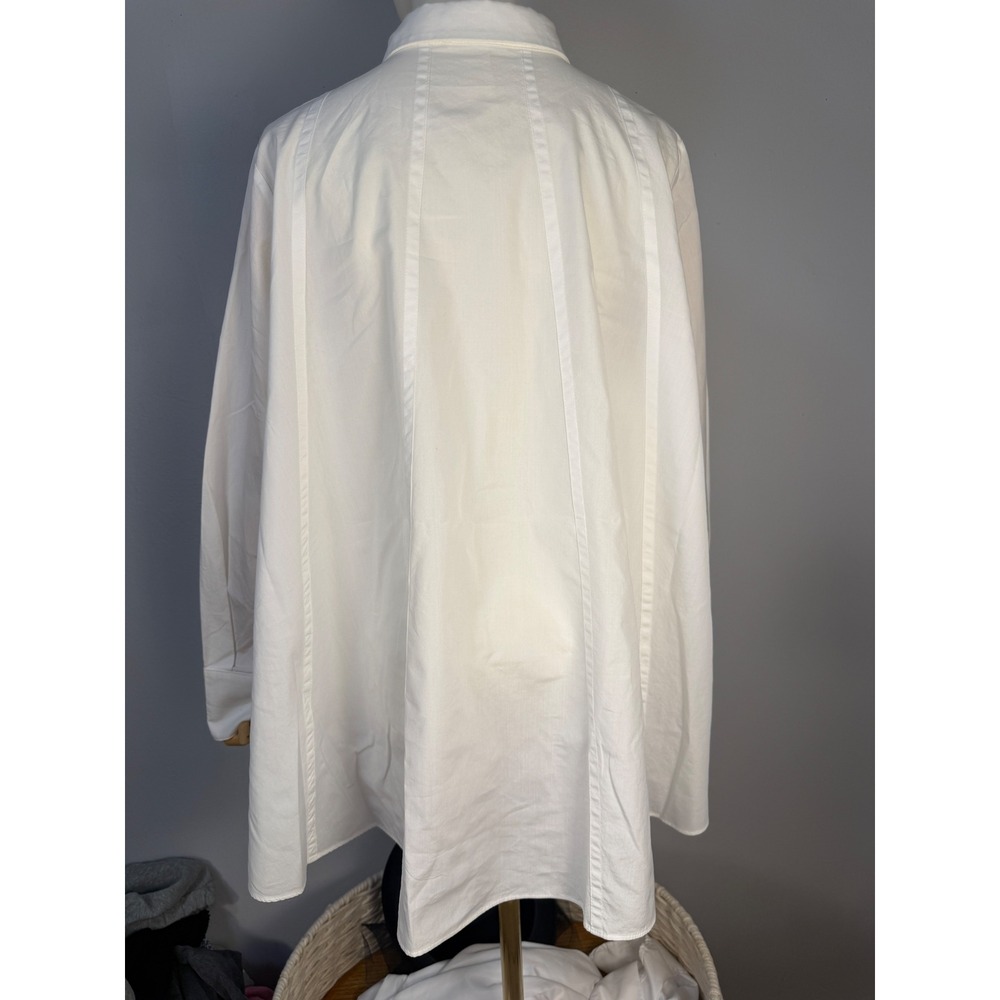Hana San Women's White Cotton Pintuck Oversized Tunic Shirt - Sz EU 42 (12-14) - Picture 3 of 12